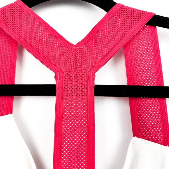 Adidas White Grey & Pink Racerback Athletic Top with Built-In Sports Bra - Picture 10 of 12